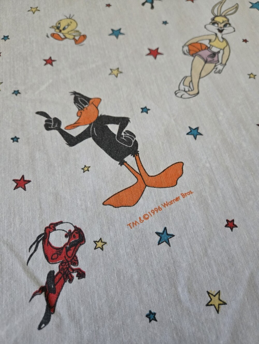 Vintage 1996 Space Jam Looney Tunes Twin Sheet Set Bibb Company Bugs Bunny